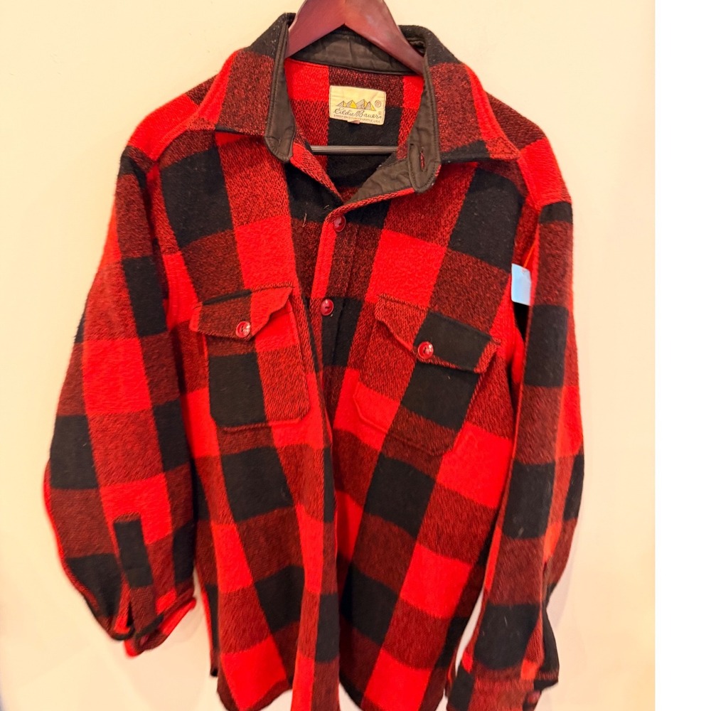 Vintage 1980s Eddie Bauer Expedition Outfitter Buffalo Plaid Wool Shirt Jacket